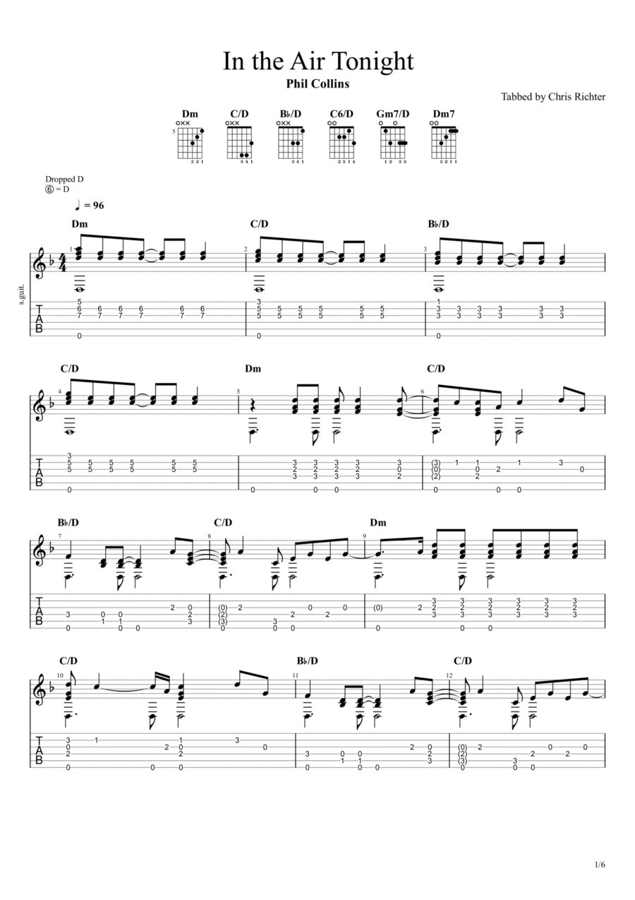 In The Air Tonight Electric Guitar scores gallery preview page 1