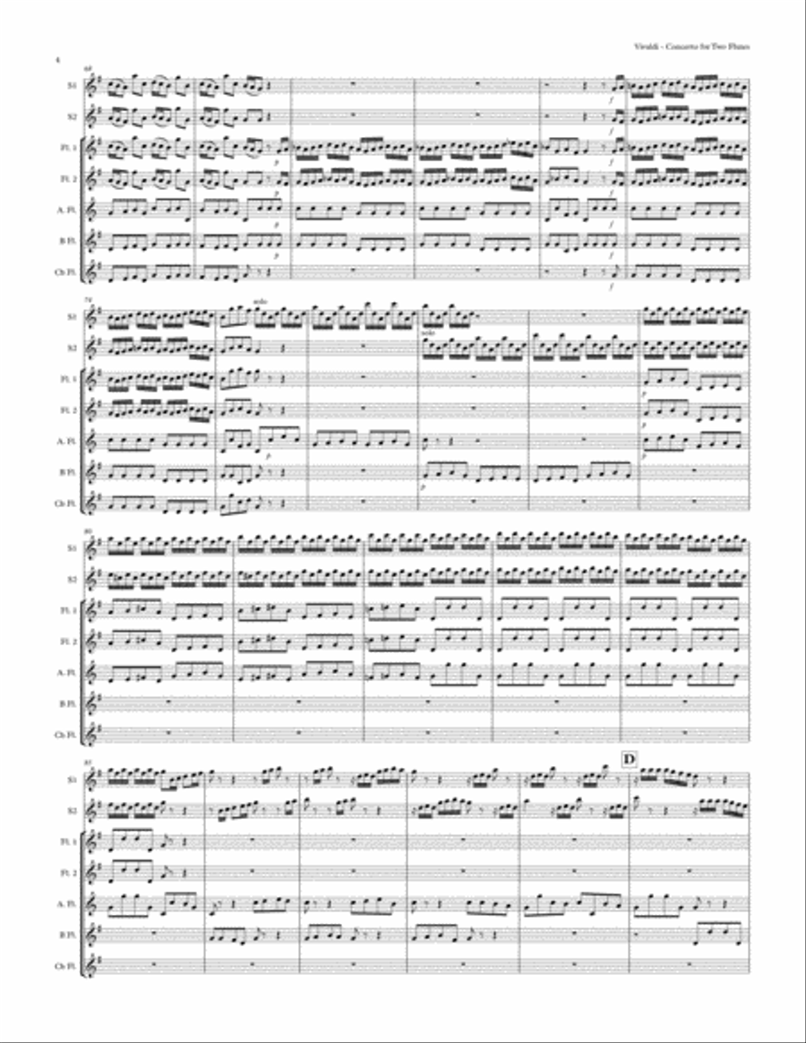 Concerto in G for 2 Flutes (RV 532) Flute Choir scores gallery preview page 5