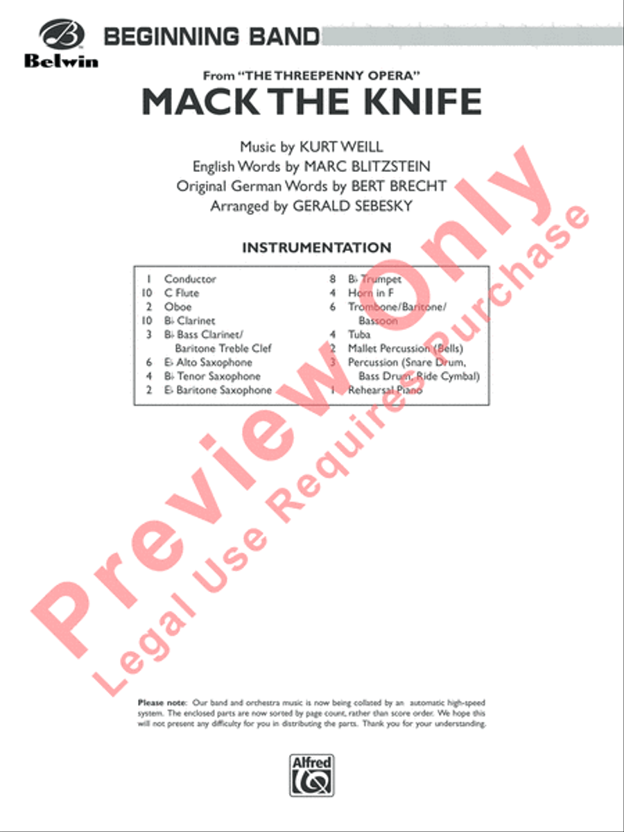 Mack the Knife (from The Threepenny Opera) Concert Band scores gallery preview page 2