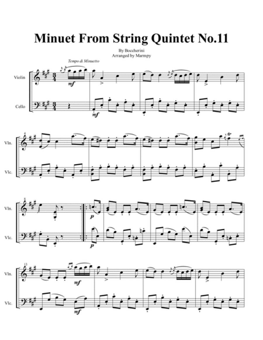 Minuet by Boccherini (arranged for String Duet) image number null