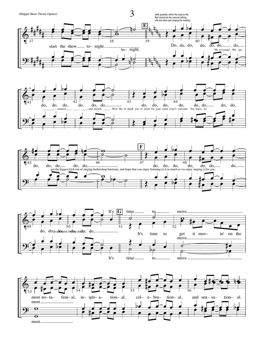 The Muppet Show Theme TTBB scores gallery preview page 3
