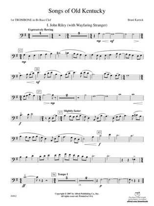 Songs of Old Kentucky: (wp) 1st B-flat Trombone B.C.