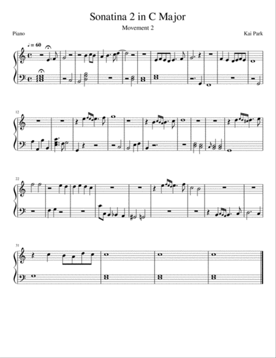 Sonatina #2 in C Major Sonatina #2 in C Major Easy Piano scores gallery preview page 1