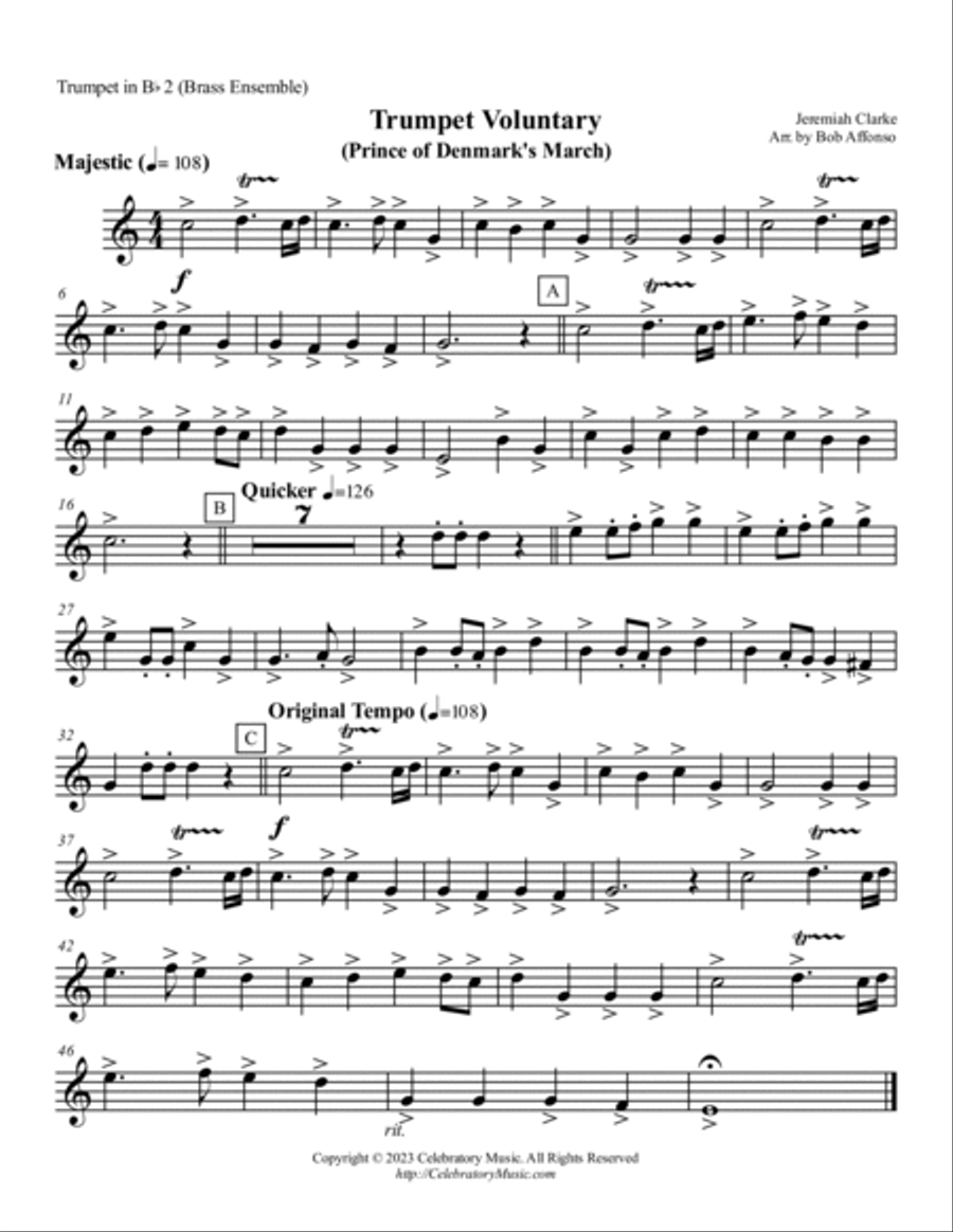 Trumpet Voluntary Brass Ensemble scores gallery preview page 6