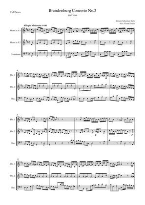 Book cover for Brandenburg Concerto No. 3 in G major, BWV 1048 1st Mov. (J.S. Bach) for Brass Trio