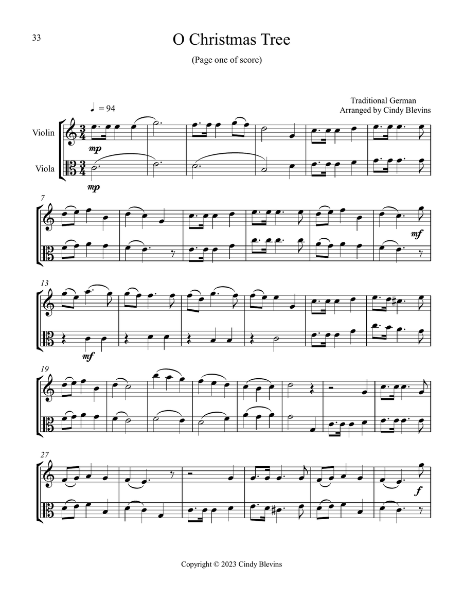 Violin and Viola for Christmas, Vol. III (12 Arrangements) String Duet scores gallery preview page 4