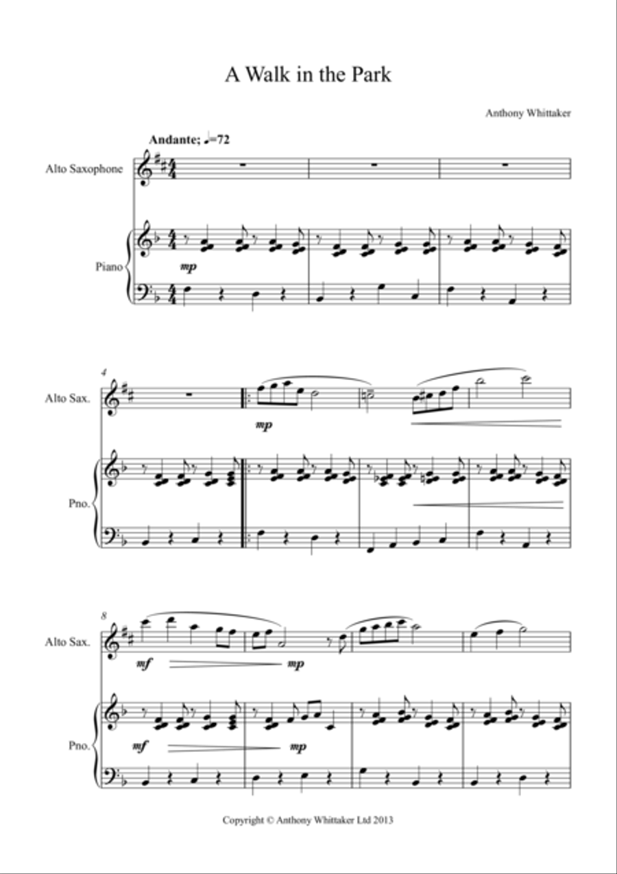 A Walk in the Park A Walk in the Park Piano scores gallery preview page 1