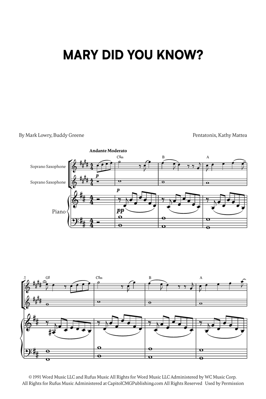 Mary, Did You Know? Mary, Did You Know? Woodwind Duet scores gallery preview page 1