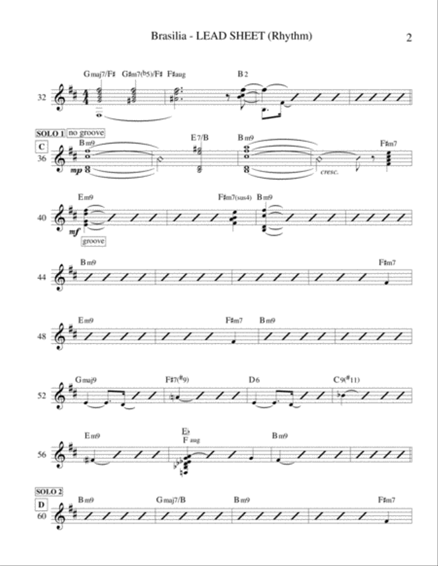 Brasilia (Lead Sheet & Parts) Guitar Ensemble scores gallery preview page 2