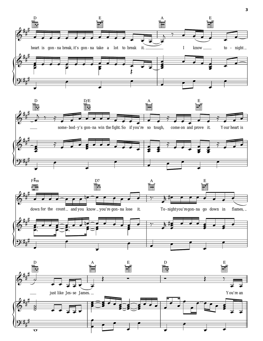 Just Like Jesse James Piano, Vocal, Guitar scores gallery preview page 3