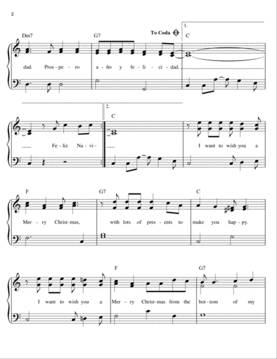 Feliz Navidad Easy Piano scores gallery preview page 2