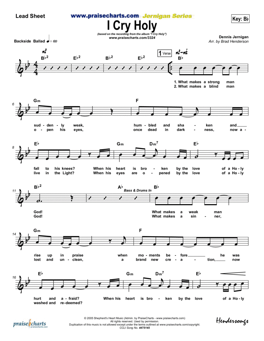 I Cry Holy I Cry Holy Piano scores gallery preview page 1