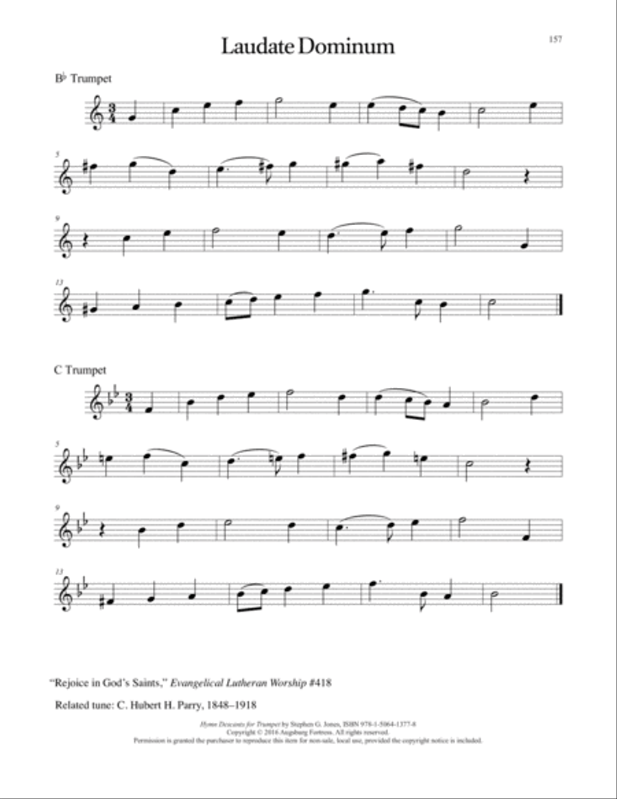 Hymn Descants for Trumpet C Trumpet scores gallery preview page 158