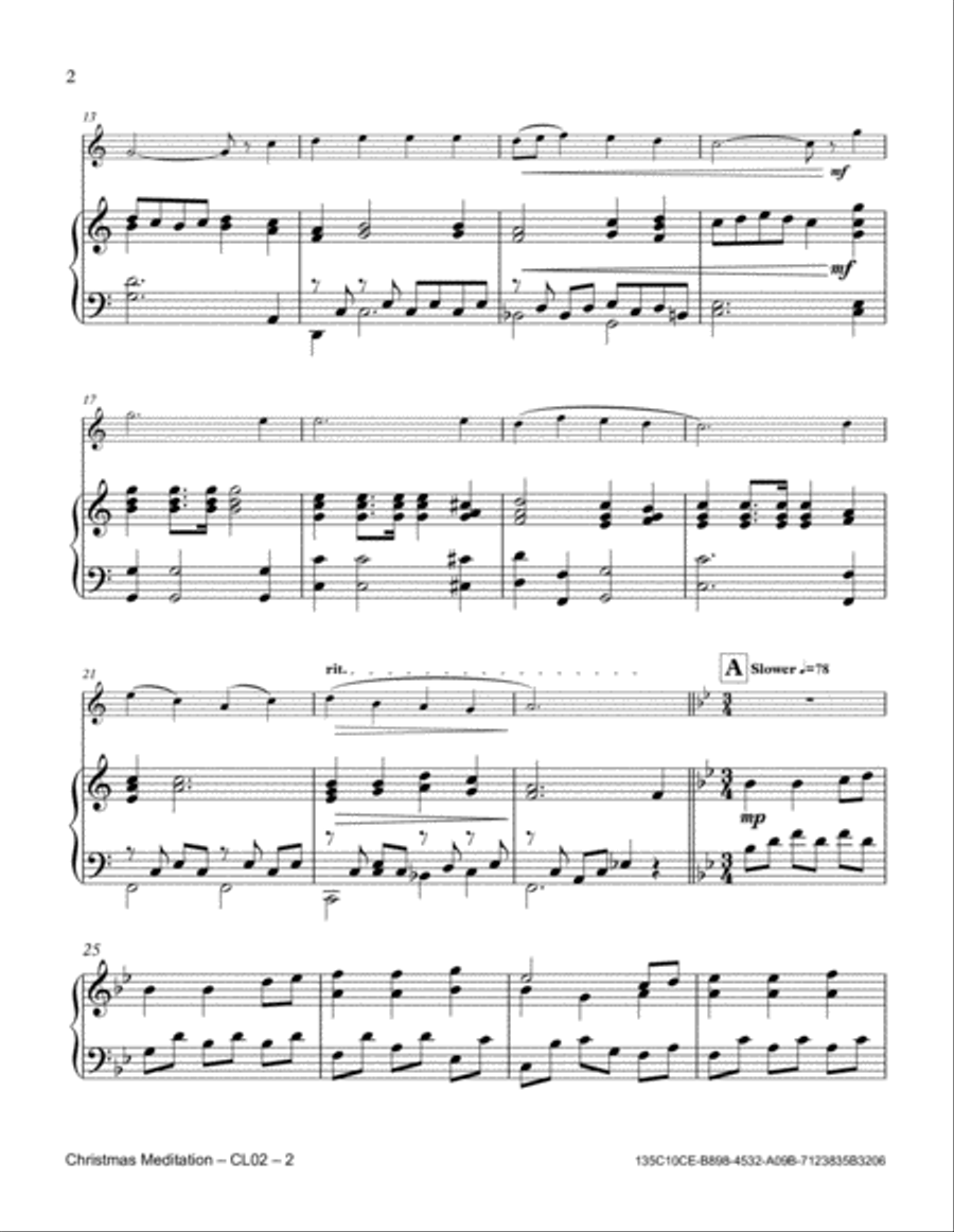 Christmas Meditation Clarinet Solo scores gallery preview page 2