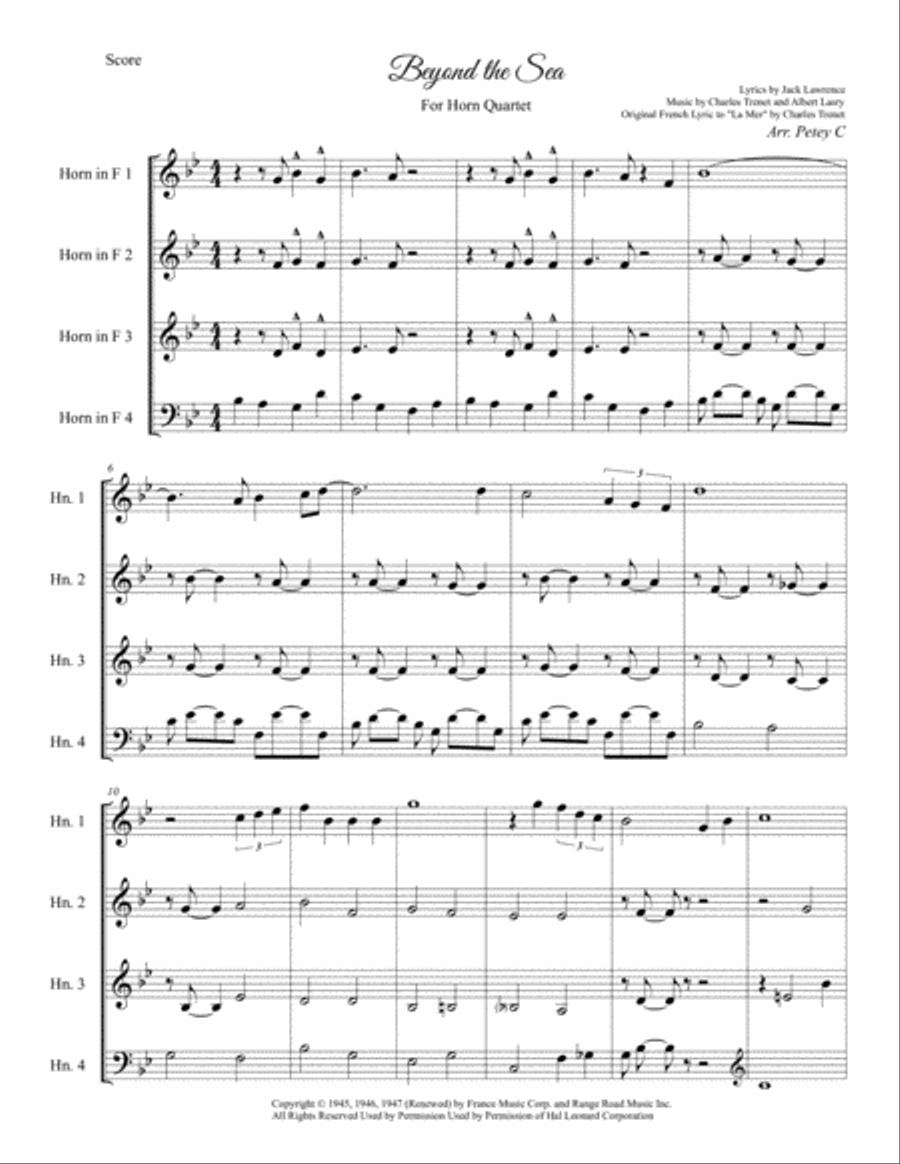 Beyond The Sea Horn Solo scores gallery preview page 3
