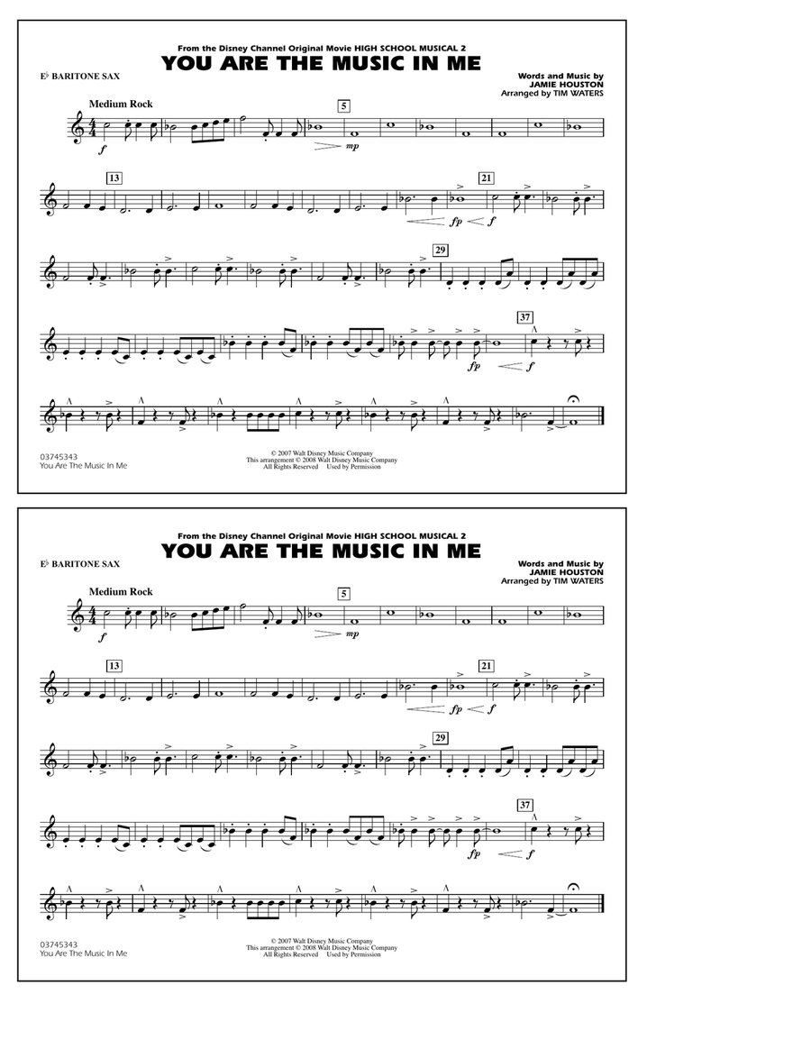 You Are the Music In Me (from High School Musical 2) - Eb Baritone Sax