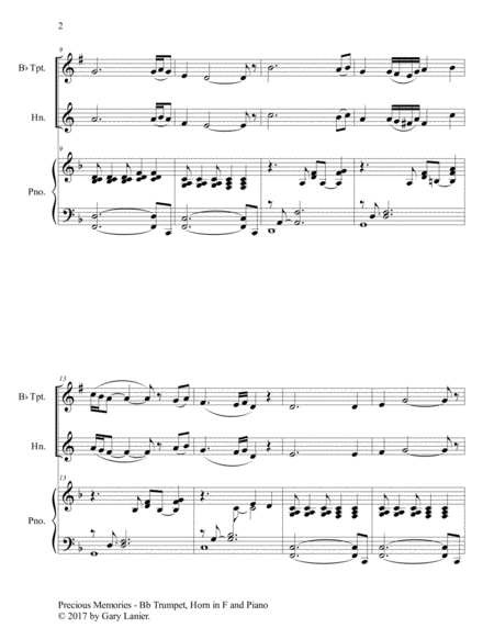 Precious Memories (Trio - Bb Trumpet, Horn in F & Piano with Score/Parts) image number null