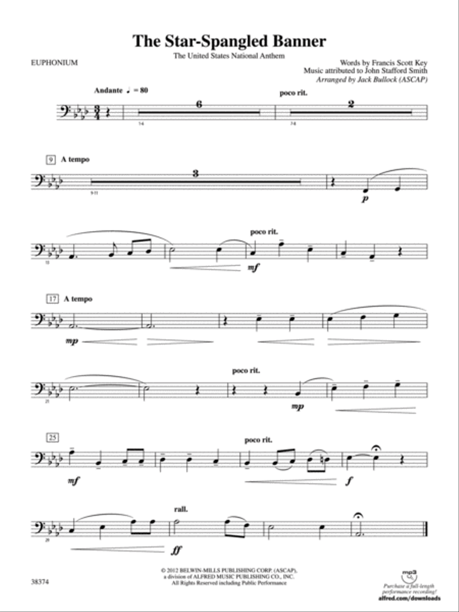 The Star-Spangled Banner: Baritone B.C. Concert Band scores gallery preview page 1