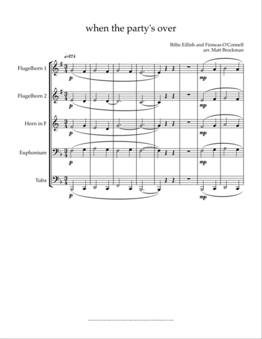 When The Party's Over Brass Ensemble scores gallery preview page 1