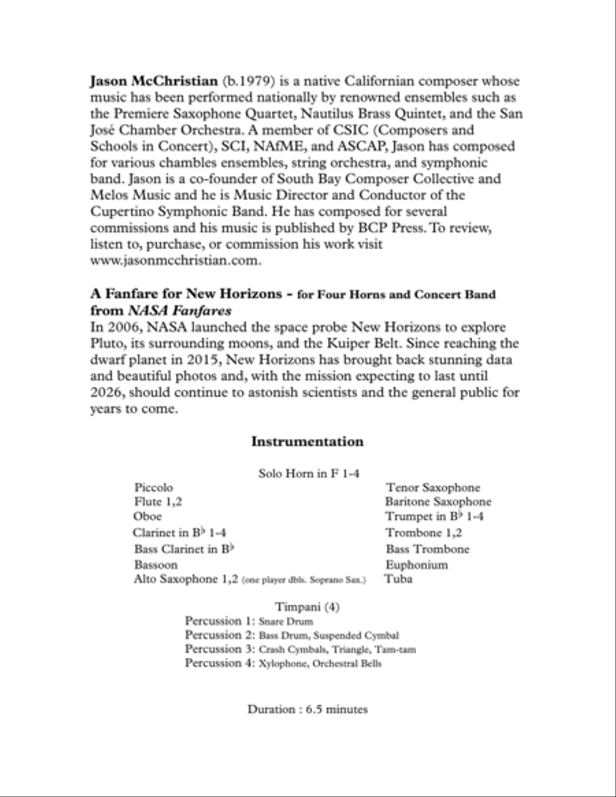 A Fanfare for New Horizons - for Four Horns and Concert Band Concert Band scores gallery preview page 3