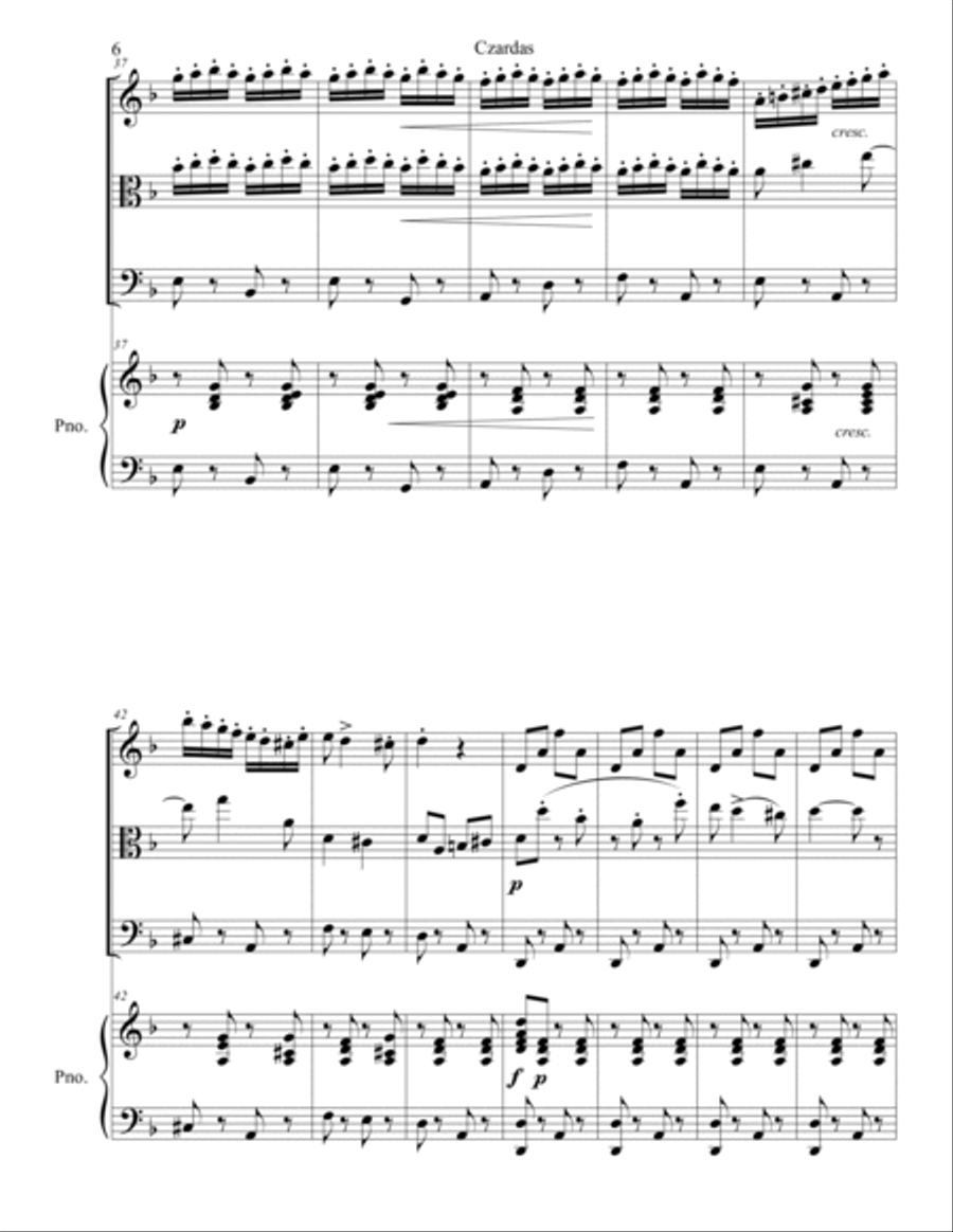 Vittorio Monti - Czardas arr. for piano quartet (score and parts) Piano Quartet scores gallery preview page 6