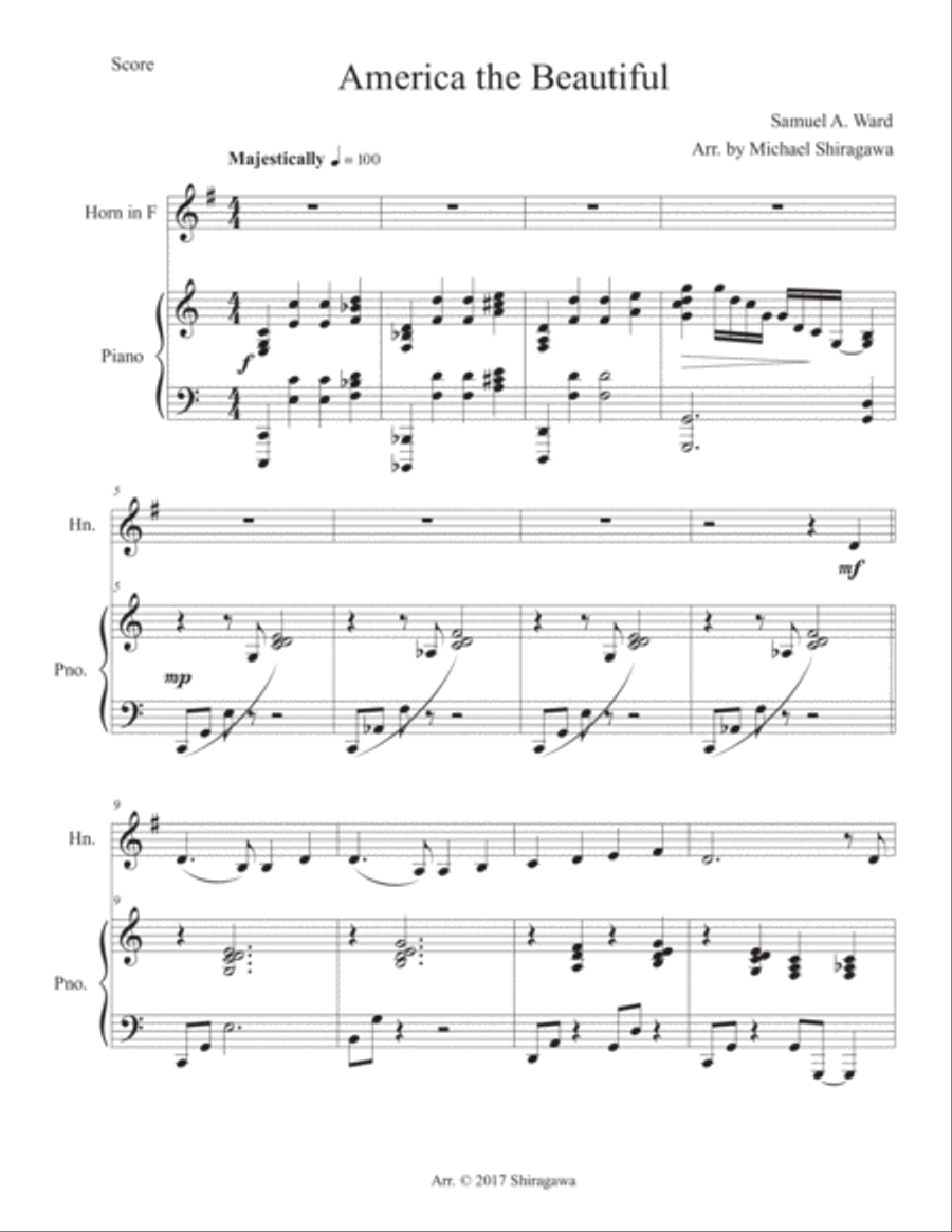America the Beautiful - Horn in F Piano scores gallery preview page 2