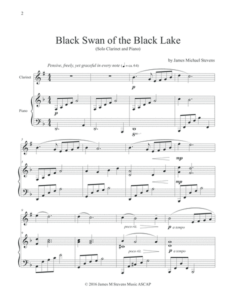 Black Swan of the Black Lake - Solo Clarinet & Piano image number null