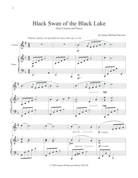 Black Swan of the Black Lake - Solo Clarinet & Piano image number null