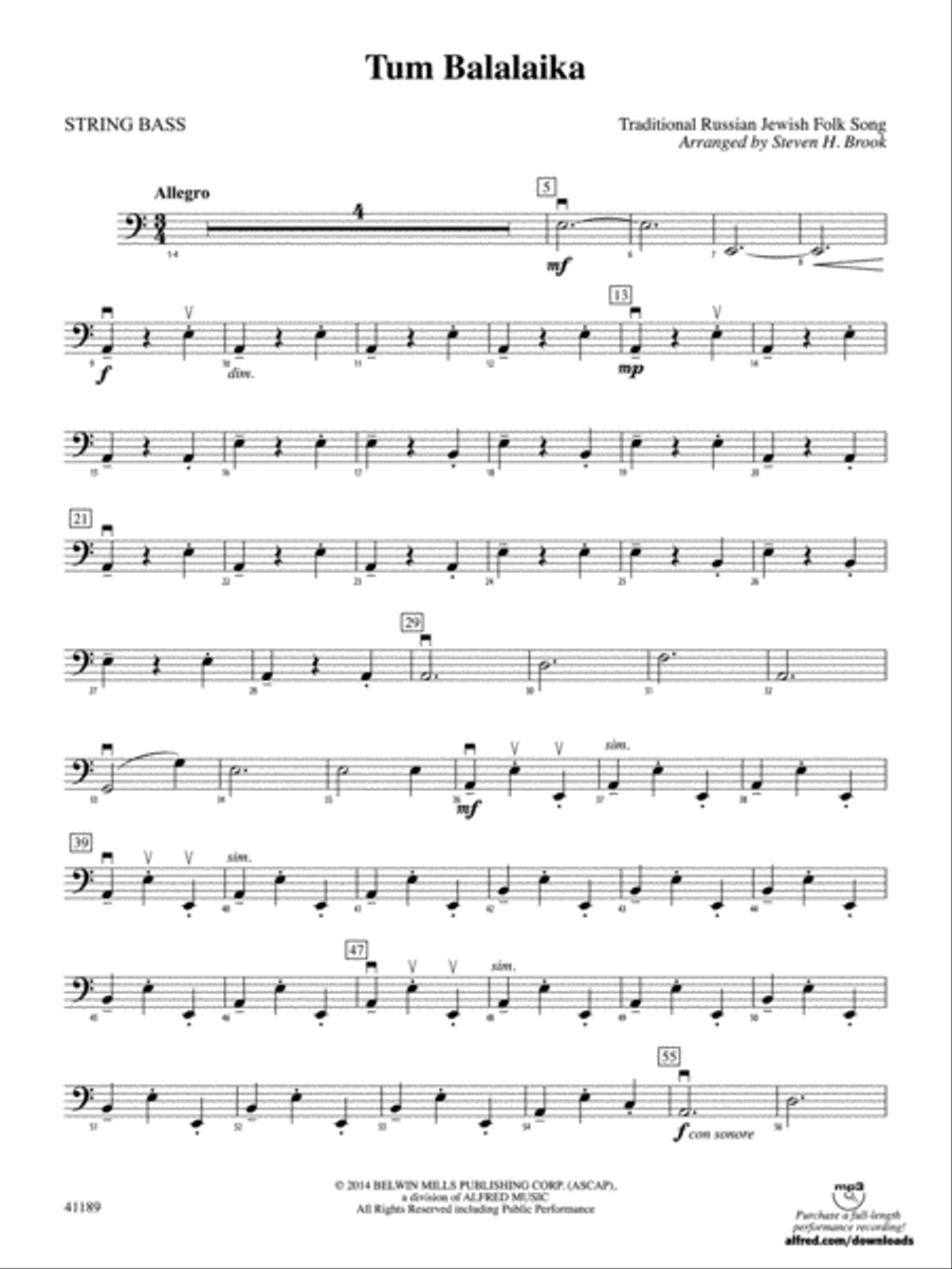 Tum Balalaika: String Bass String Orchestra scores gallery preview page 1
