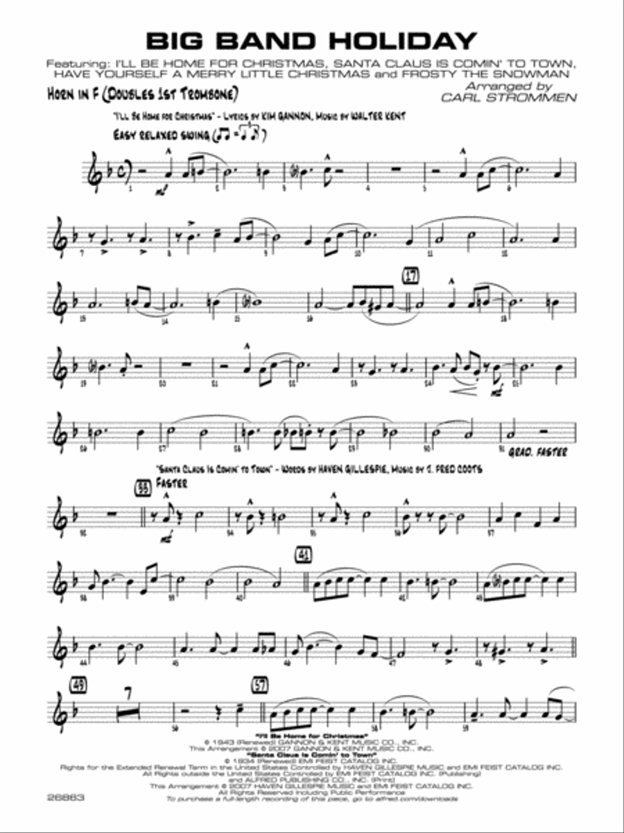 Big Band Holiday: 1st F Horn Jazz Ensemble scores gallery preview page 1