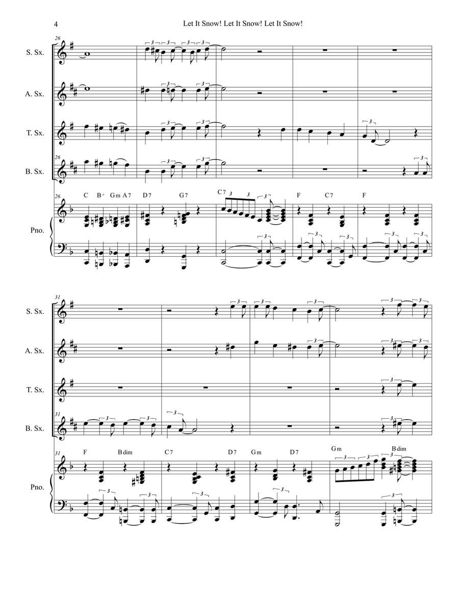 Let It Snow! Let It Snow! Let It Snow! Saxophone Quartet scores gallery preview page 4