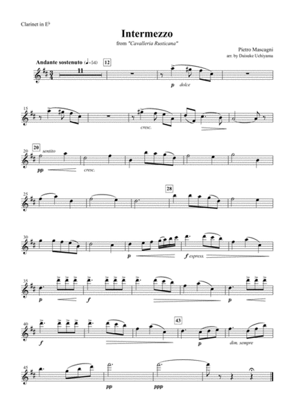 Intermezzo from "Cavalleria Rusticana" (Clarinet Choir) image number null