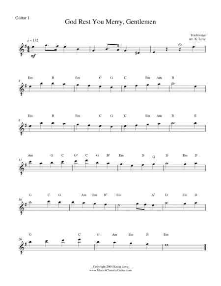 God Rest Ye Merry Gentlemen (Guitar Quartet) - Score and Parts image number null