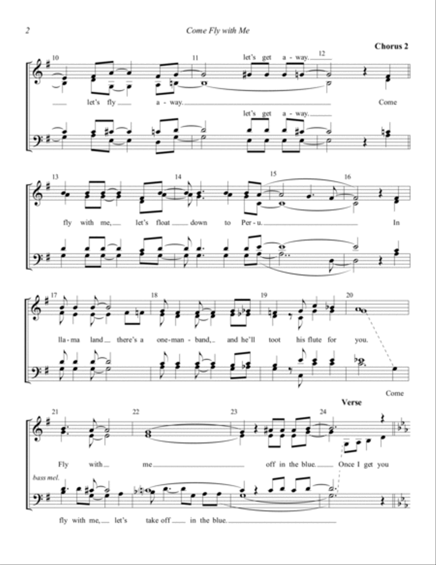 Come Fly With Me (arr. Kevin Keller) 4-Part scores gallery preview page 2