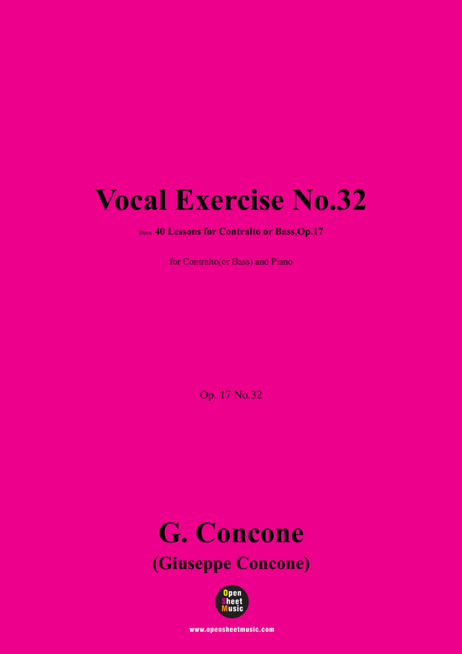 G. Concone-Vocal Exercise No.32,for Contralto(or Bass) and Piano Piano scores gallery preview page 1