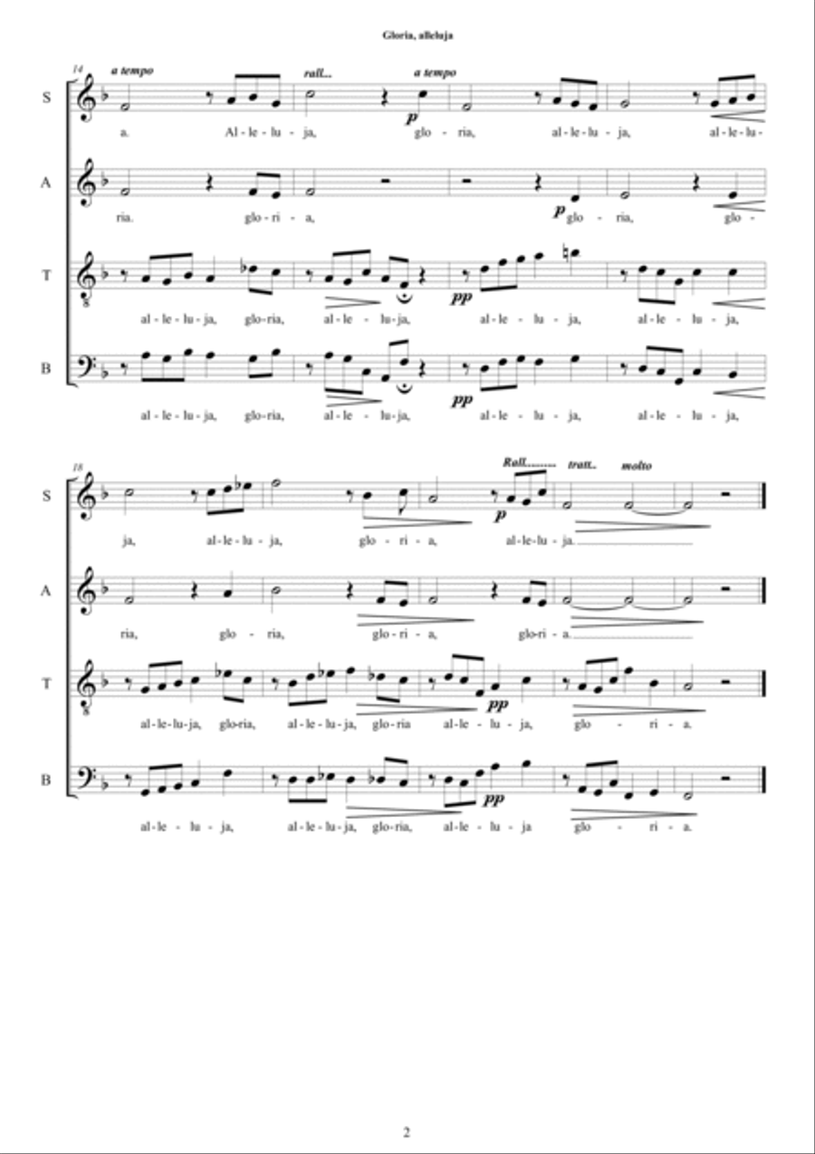 Gloria, alleluja - Choir SATB a cappella 4-Part scores gallery preview page 2