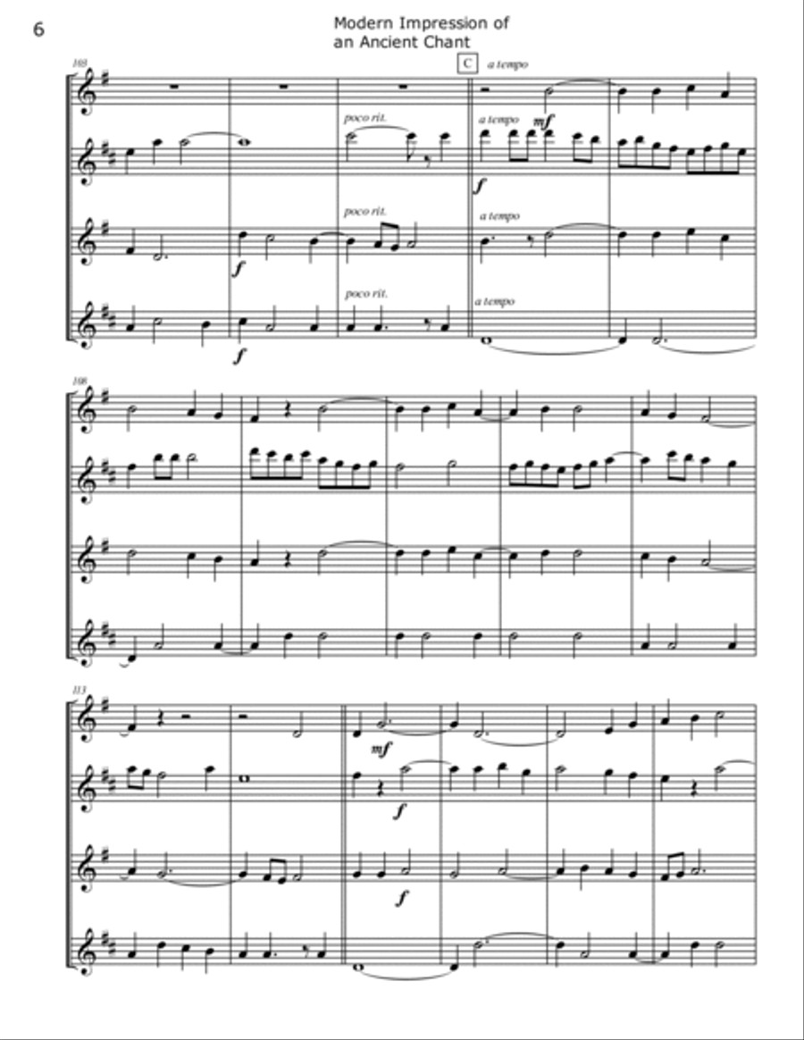 Modern Impression of an Ancient Chant Saxophone Quartet scores gallery preview page 6