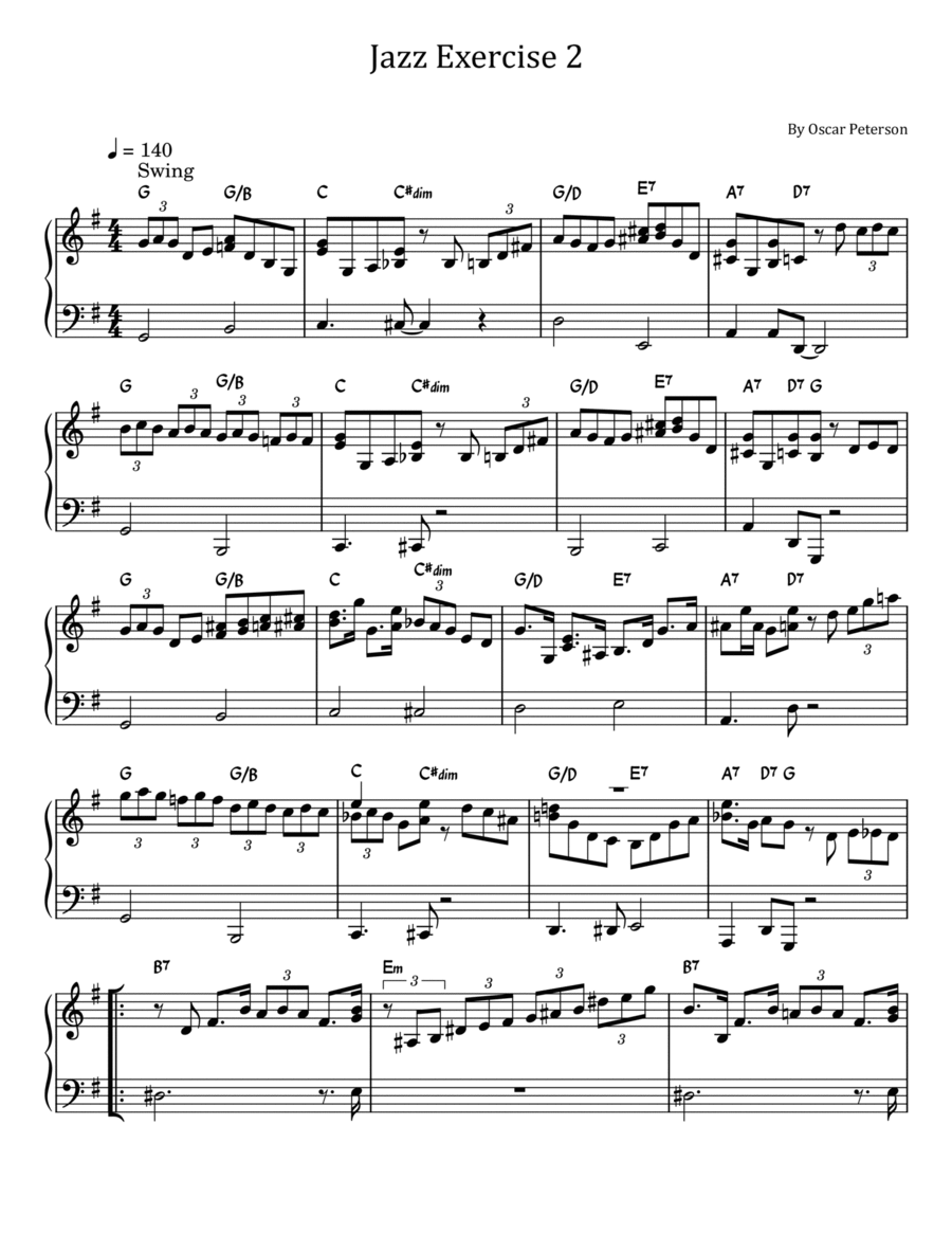 Jazz Exercise No. 2 Piano Method scores gallery preview page 1