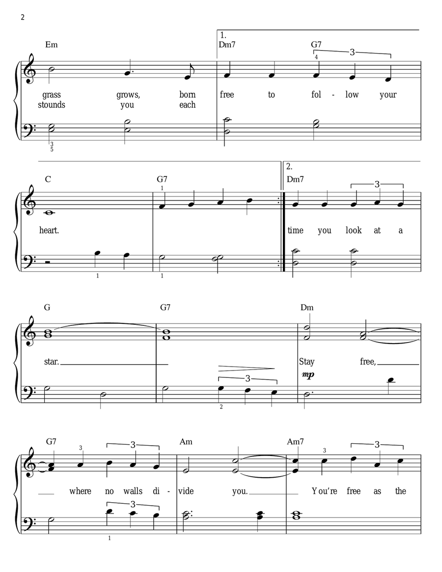 Born Free Easy Piano scores gallery preview page 2