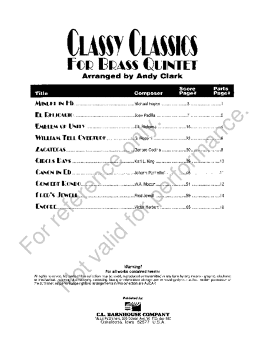 Classy Classics for Brass Quintet Brass Quintet scores gallery preview page 2