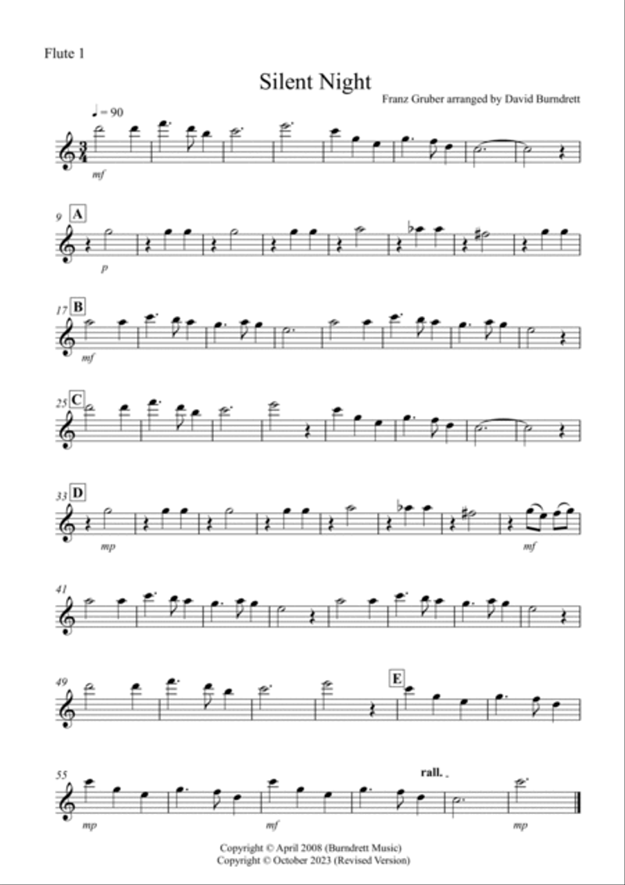 Silent Night for Flute Quartet Flute Quartet scores gallery preview page 5