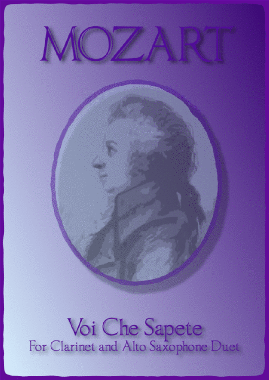 Voi Che Sapete, W A Mozart. Duet for Clarinet and Alto Saxophone Woodwind Duet scores gallery preview page 1