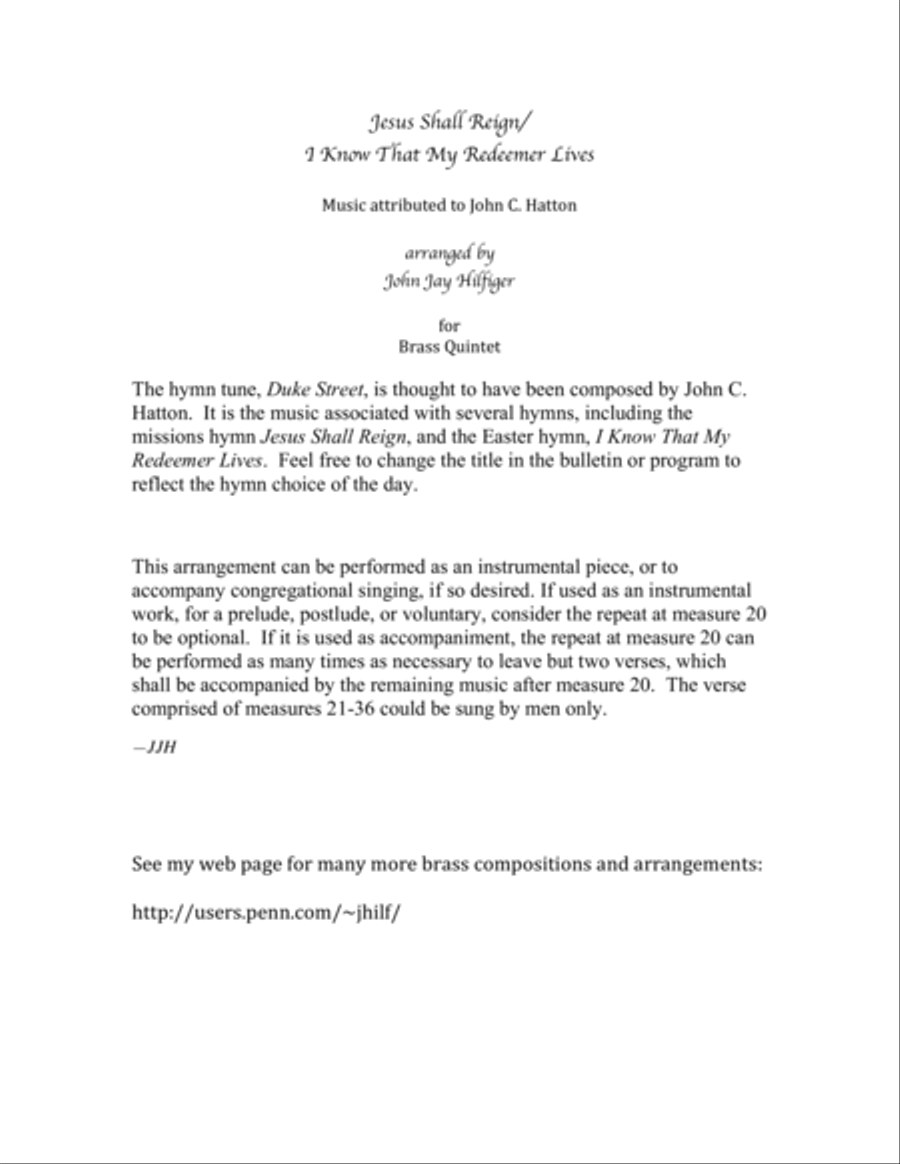 Jesus Shall Reign (Brass Quintet) Brass Quintet scores gallery preview page 2