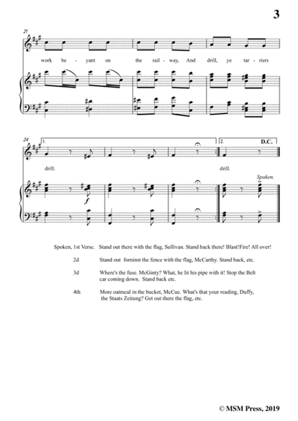 Thomas F. Caset-Drill Ye,Tarriers, Drill,in f sharp minor,for Voice&Piano image number null