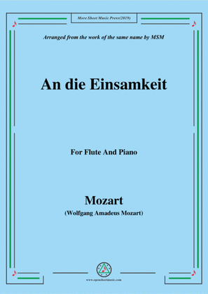 Book cover for Mozart-An die einsamkeit,for Flute and Piano