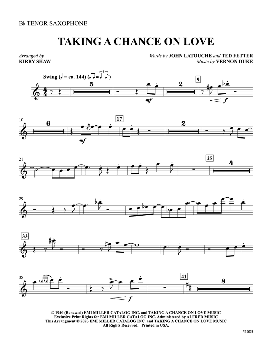 Taking a Chance on Love: B-flat Tenor Saxophone
