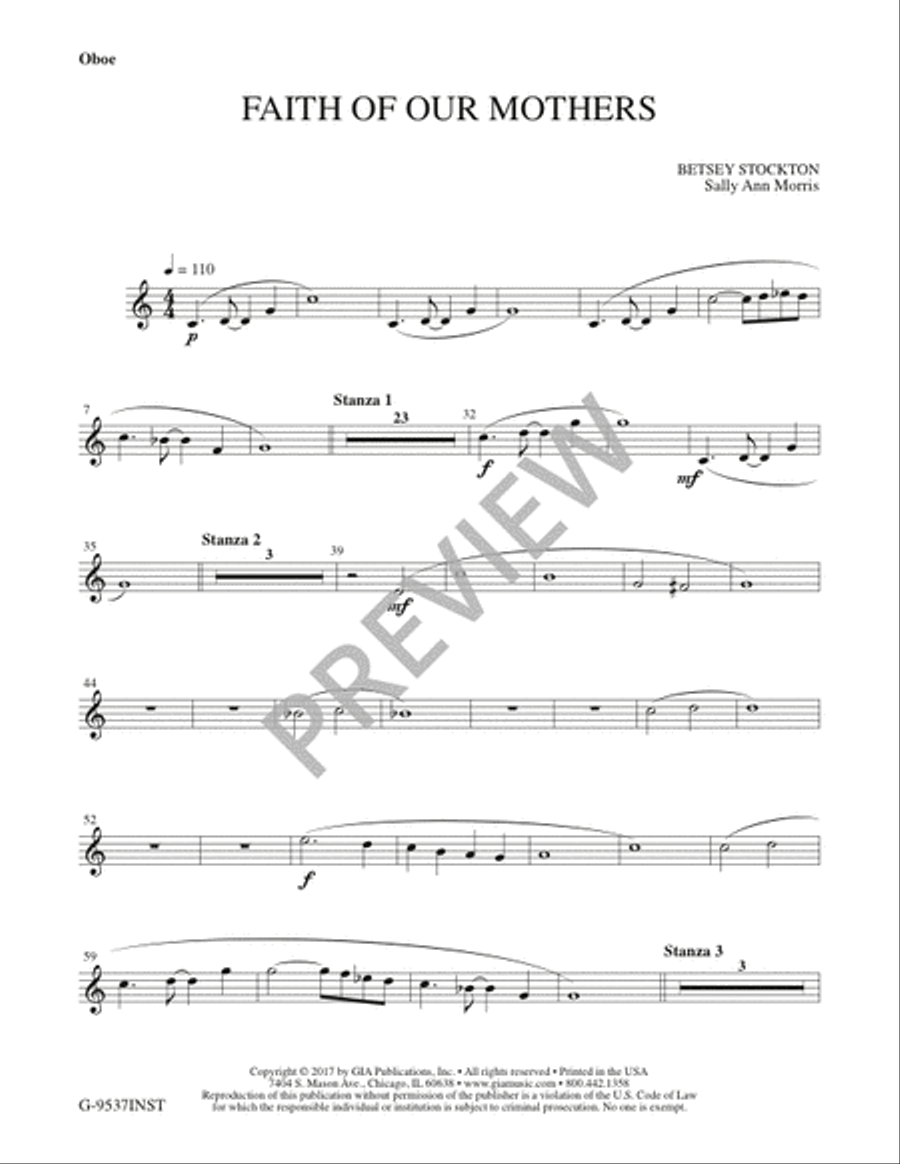 Faith of Our Mothers - Instrument edition Oboe Solo scores gallery preview page 2