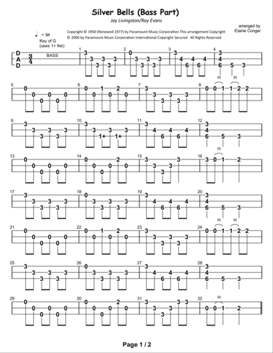 Silver Bells Dulcimer scores gallery preview page 2