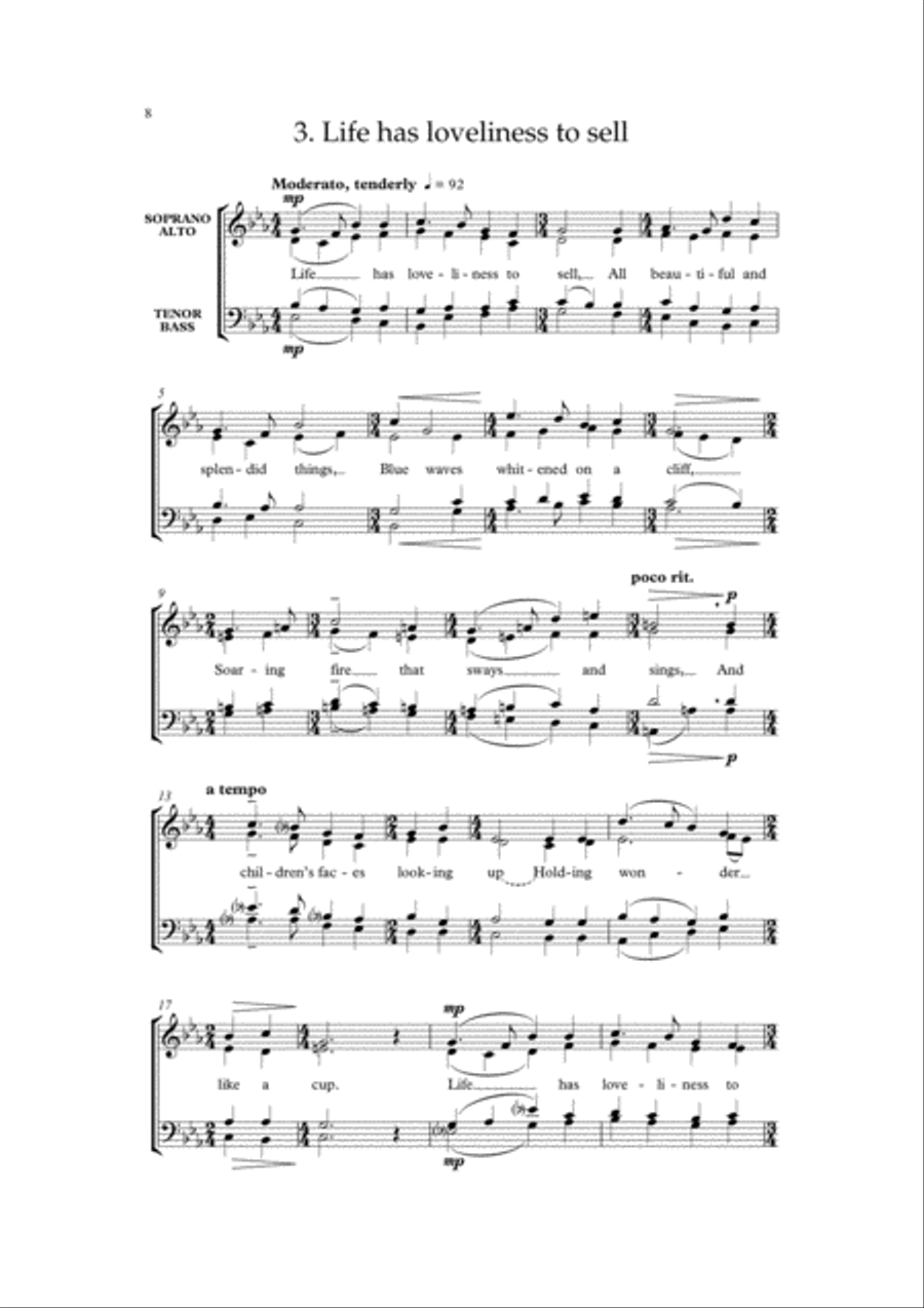 Three Teasdale Madrigals Three Teasdale Madrigals 4-Part scores gallery preview page 4