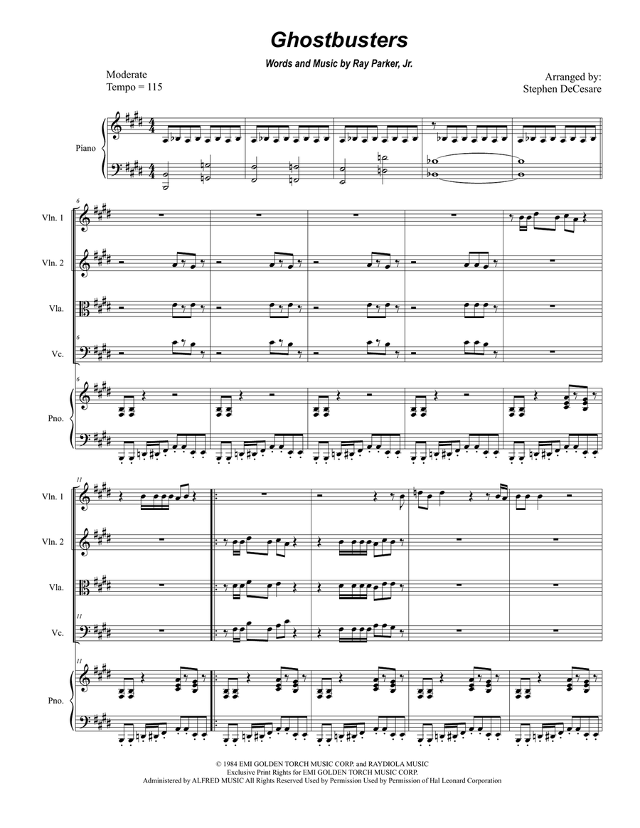 Ghostbusters Ghostbusters Piano Quintet scores gallery preview page 1